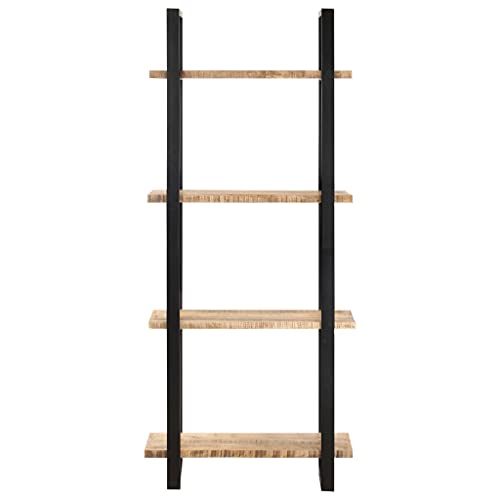Vidaxl 4-Tier Rough Mango Wood Bookcase Book Cabinet Bookshelf Stand Shelf Storage Rack Home Organizer Side Cabinet Living Room Office 31.5" #TOP1