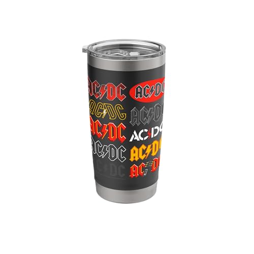 Official AC/DC Multi Logos Band Music Vintage Rock Roll Stainless Steel Insulated Tumbler