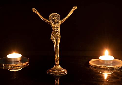 Jesus Statue Religious Status for Gift & Home Decor Jesus Cristo Statue for Home Decoration Dashboard Jesus Gift Items Metal Statue Gold - Image 2
