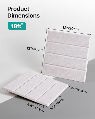 Image of 18 Pack Sound Proof Foam Panels for Walls, Self-Adhesive Acoustic Panels Sound Absorbing, 12 inch X 12 inch X 0.4 inch High Density Soundproof Wall Panels Tiles for Door, Ceiling, Home Office