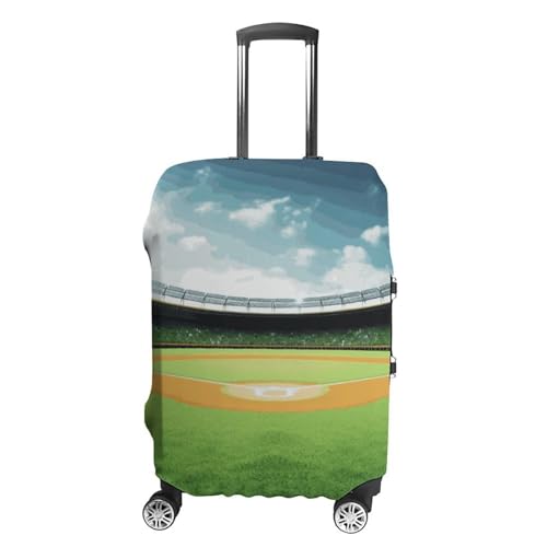 Green Baseball Field Backdrop Luggage Cover, Washable Elastic Suitcase Cover Protector Fit 18-32 Inch Luggage