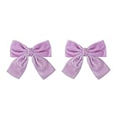 ベロア リボン バレッタ 2個セット 10色展開 ヘアクリップ 髪飾り レディース キッズ 可愛い 上品 発表会 結婚式 入園式 卒園式 ブラック ピンク ブラウン レッド(クリップ) (ライトパープル)