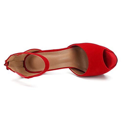 Image of MAIERNISI JESSI Women's Platform High Heel Sandals, Ankle Strap, Peep Toe, Stiletto Heels, Zip