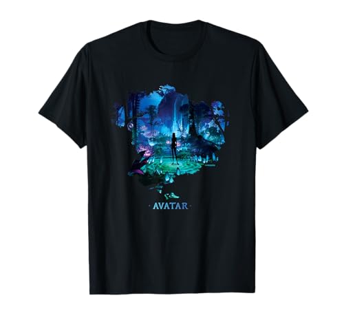 Avatar Na'vi in Pandora Jungle at Night with Logo T-Shirt
