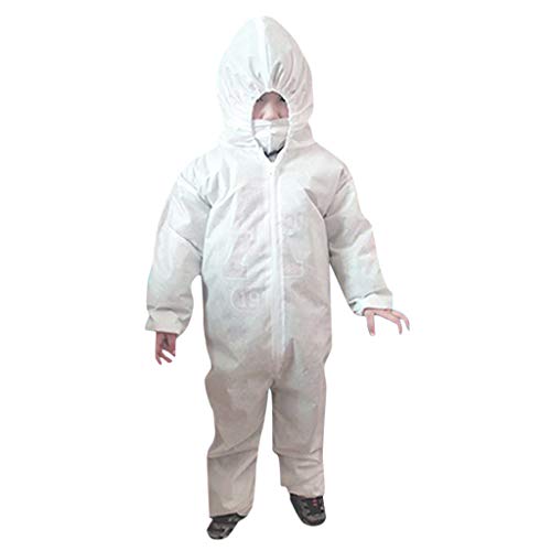 Lloopyting Children Disposable Protective Coverall Suit Chemical Hazmat Isolation Gowns White