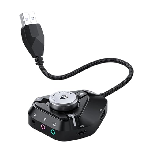 Tarjeta De Sonido USB,Placa De Sonido Externa Tipo-C - Adaptador USB De con Jack 3.5 Mm - para Auriculares, Micrófono, Control De Volumen, Música, Juegos En PC Y Streaming