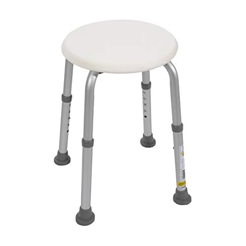 Essential Medical Supply Round Bath Stool - Height Adjustable Shower Chair for Compact Showers and Tubs, White Textured Seat for Bathing and Showering Comfortably Cover