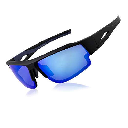 MAXJULI Polarized Sunglasses for Men Women,Lightweight TR90 Sports Shades,Idea for Running Driving Fishing (Blue)