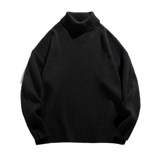 Men's Semi High Neck Solid Color Simple Couple Sweater Casual Loose Oversized Knitted Sweater