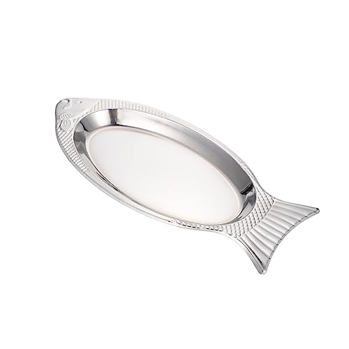 Cabilock Stainless Steel Fish Shaped Plate Steam Grill Serving Dish Non-slip Microwave Safe