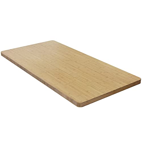 FEZIBO Robuster Tischplatte, 140 x 60 cm Schreibtischplatte, 20mm Stabile Tischplatte aus echtem Holz, Perfekt für DIY höhenverstellbare Schreibtisch, Heller Bambus Cover