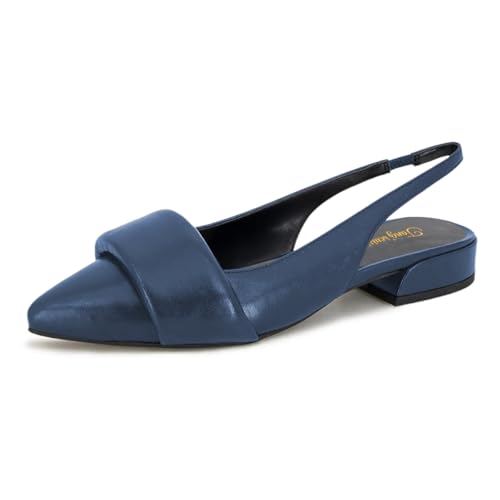 Tang'scuisins Women Fashion Slip on Slingback Pumps Closed Pointed Toe Low Block Heel Sandals Dress Party Daily Event Office Shoes Size 4-16 US