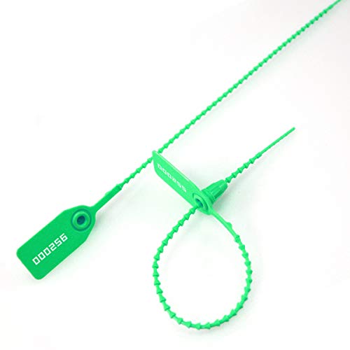 Leadseals(R) 1000 Green Numbered Security Tags Plastic Tamper Proof Seals, Zip Ties for Fire Extinguishers Pull-Tite Disposable Self-Locking Safety Plastic Signage Locks - Ties - Labels 250mm Length