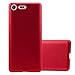 Cadorabo Hu00fclle kompatibel mit Sony Xperia XZ Premium Schutzhu00fclle TPU Silikon Case Metallic Design Slim Kratzfest Weiche Gummi mit Rundumschutz Case Hu00fclle fu00fcr Sony Xperia XZ Premium in Rot