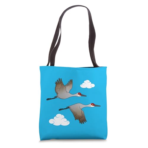 Sandhill Cranes Flying in Flight Iconic Big Cartoon Birds Tote Bag