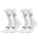 ROCKBROS Rennrad Socken Herren Damen, Atmungsaktive Fahrrad Socken für Radfahren, Laufen, Fitness, Training, Bequeme Radsocken mit Verstärkter Ferse & Rutschfestem Schaft, Weiß, 43-46