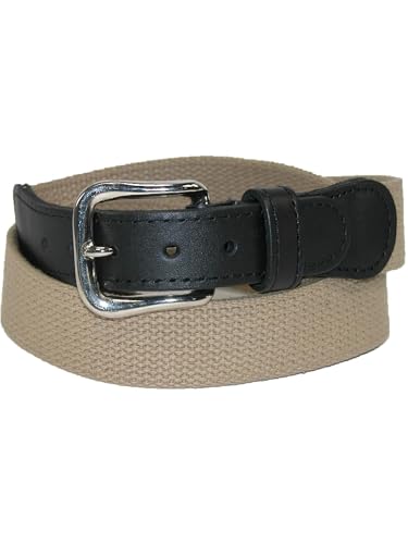 Boston Leather Men's Cotton Web Belt with Leather Tabs, 38, Tan4
