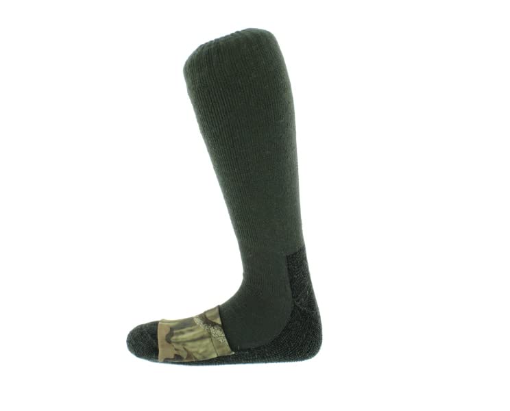 Heat Factory Mid-Calf Socks with Foot Heat Warmer Pockets, Mossy Oak/Olive2