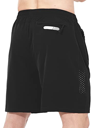Northyard YDSM001-BLACK-L Men'S Athletic Running Shorts Quick Dry Workout Shorts 7"/ 5"/ 9 Inch Lightweight Sports Gym Basketball Shorts Hiking Exercise Black L thumb #2