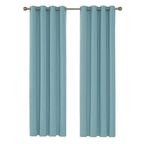 Deconovo Cortina para Habitación Opaca y Tétmica Aislante con Ojales para Dormitorio 2 Piezas 140 x 260 cm Azul Cielo