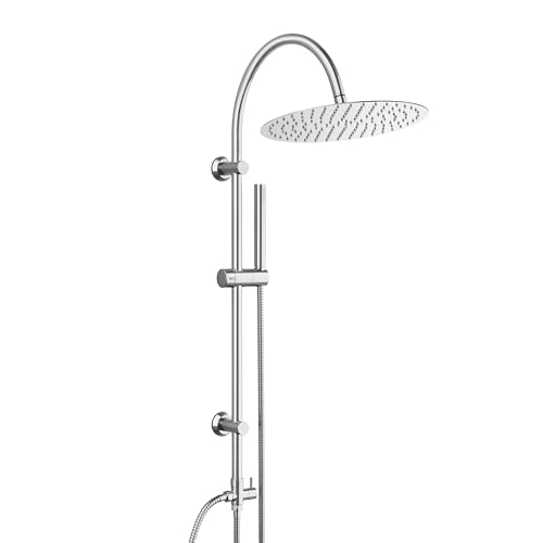 Görbach Colonne de Douche Hydromassage sans Robinetterie, Ensemble Douche Murale avec Douchette Douche Salle de Bain Pommeau de Douche pluie ronde XXL D30 cm,...