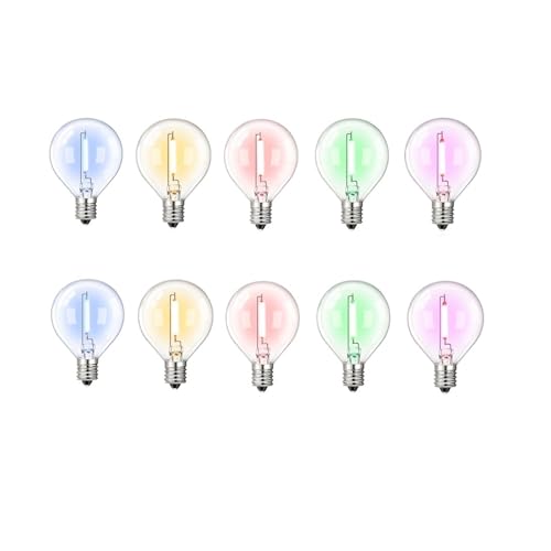 wenwendianzi Ampoule de Rechange LED G40 colorée for Guirlande Lumineuse, culot E12, 1 W(E12 220V,10PCS Mix Color_Without Cable_Yes_1W)