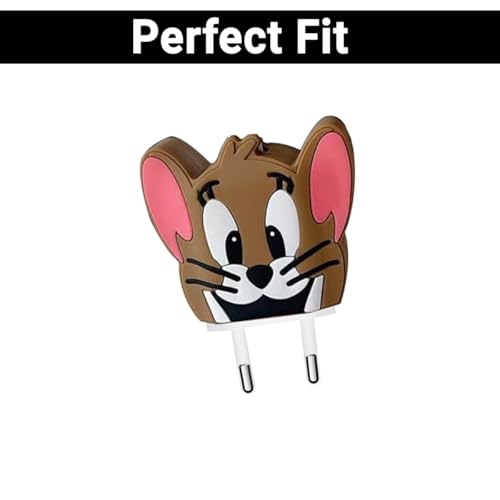 Image of VEROX Silicone Charger Cover for C Type Case Compatible with Samsung 25W Adapter Charger Cover and Full Charger Cable Protector Cartoon Design- Jerry, Multi