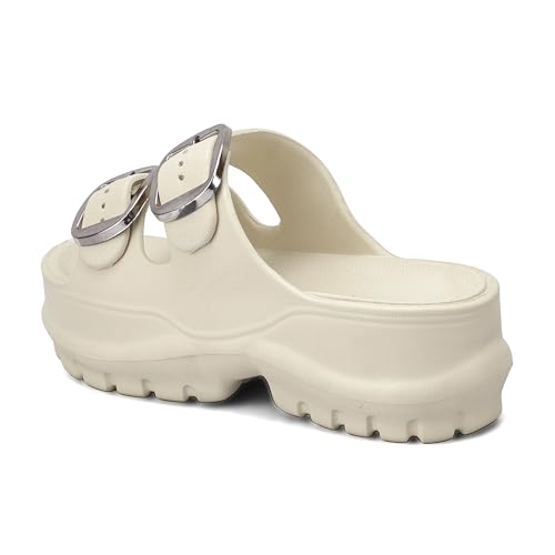 Image of ASIAN Femina-19 Women's Chunky Sole Slippers | Soft Cushioned Comfort | Adjustable Double Buckle | Anti-Slip, Lightweight Slides