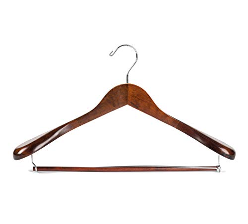 Wide Shoulder Wooden Hangers with Locking Bar