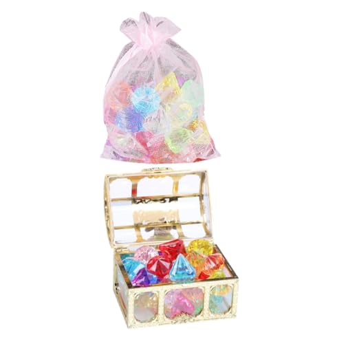 CIYODO Set of 2 Children's Treasure Chest Toys Realistic Gems Room Decor for Boys and Girls