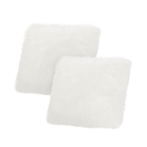 Jean Pierre New York Faux-Fur 2 Piece Decorative Pillow Set, 18" x 18", White