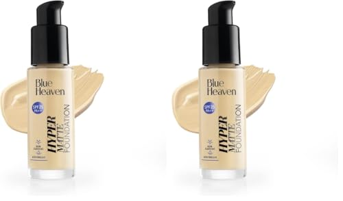 Image of Blue Heaven Hyper Matte Foundation for Face Makeup with SPF 25 PA++, Matte Finish, Light Weight Formula, Medium Coverage for All types of Skin, Cream 104-Natural, 30ml (Pack of 2)