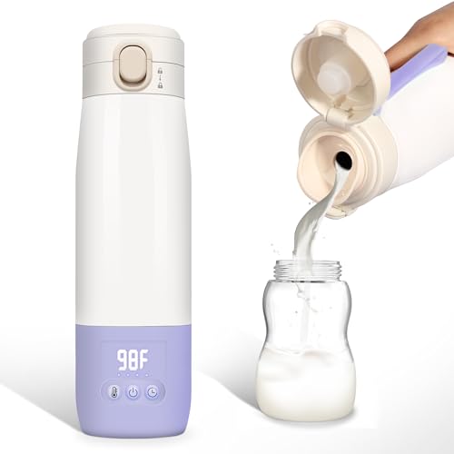 Image of Portable Bottle Warmer for Travel, Bottle Warmer On The Go with Quick Heating, Preset Modes and Precise Temperature Control, Water & Milk Warmer with Long Battery Life, Purple