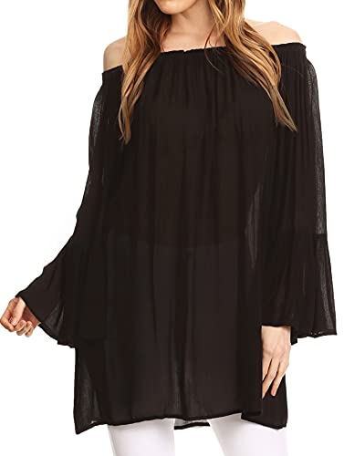 Image of Sakkas Anna Casual Flowy Wide Neck 3 /4 Sleeve Light Summer Boho Blouse Top