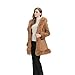 GRAN ORIENTE Beige Suede Jacket for Women with Faux Fur Collar,Long Sleeve Warm Winter Parka Coat with Belt Outerwear(056 Beige L)