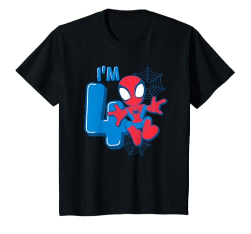 Kinder Marvel Spider-Man Cute Spidey 4th Birthday I'm 4 T-Shirt