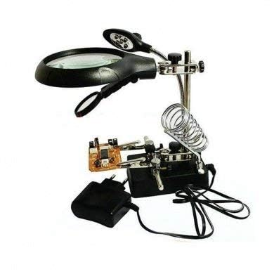 Image of KP2 Adjustable Auxiliary Clip Magnifying Glass with 5 LED Lights for Welding and Modelling Black (AK-16129C)