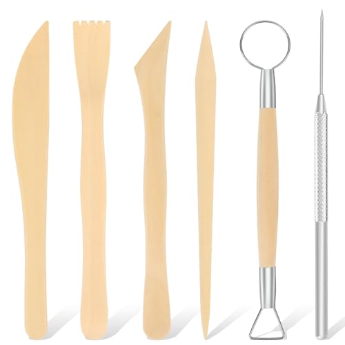 Bomtop 6 Pezzi Strumenti per Modellare Argilla, Strumenti Argilla, Attrezzi Ceramica, Sculpture Tools Set, Kit Ceramica Fai da Te Perfetta per Professionisti o Principiant