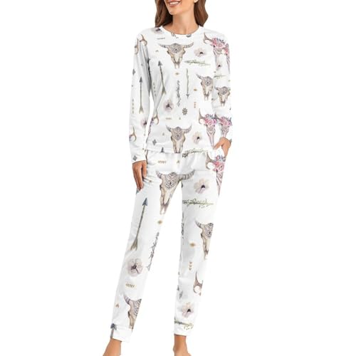 Ensemble pyjama femme tête de mouton rétro vêtement de nuit manches longues
