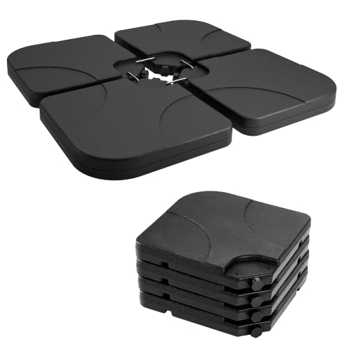 Crystals Set of 4 Cantilever Parasol Base Weights, Fillable with Sand or Water - Heavy Duty Plastic Outdoor Umbrella Stand Base, Square & Fan Shapes (Square Parasol Base)
