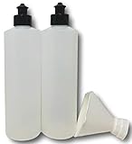 2 Pack Refillable 16 Ounce HDPE Squeeze Bottles With Push/Pull Button Top Dispenser Caps-Great For L