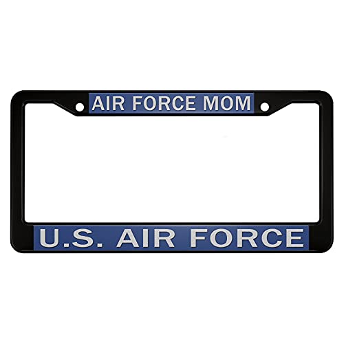 oFloral Air Force Mom Aluminum Alloy License Plate Frame U.S. Air Force Blue Background Applicable to US Standard Car Metal Car Tag Frame Funny Front License Plate Cover Holder for Women Men(1 Pack)