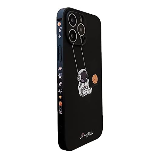 Yonds Queen Bonita funda para iPhone 15 Pro, diseño de astronauta de dibujos animados, planeta y luna, espacio, elegante TPU a prueba de golpes, antideslizante, funda de moda (planeta negro, iPhone 15