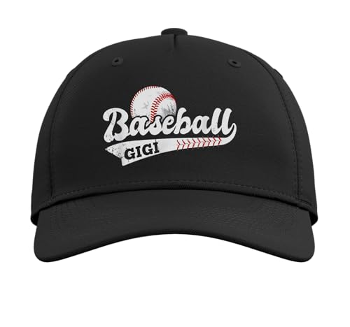 Vintage Baseball Gigi Proud Grandma Game Day Adjustable Printed Baseball Hat, Black