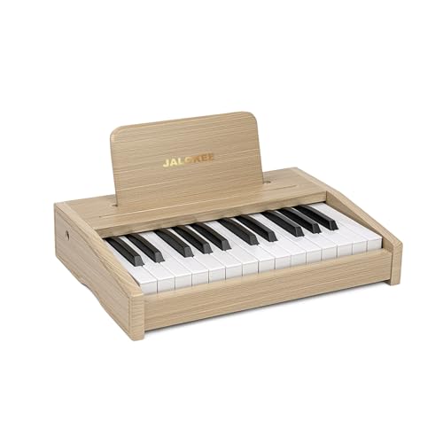 JALOKEE Teclado de piano infantil, piano digital para niños, instrumento musical educativo de juguete, piano de madera para niños y niñas mayores de 3 años (Roble, 25 Teclas)