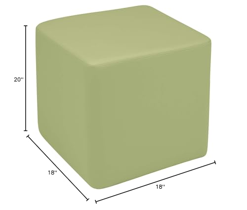 Image of Sprogs 18 inch H Structured Cube Stool -Flexible Modular Collaborative Soft Seating for Office, Home, Lounge and School Classrooms with Durable Frame & Set of 2 inch Legs Add-on - Fern Green