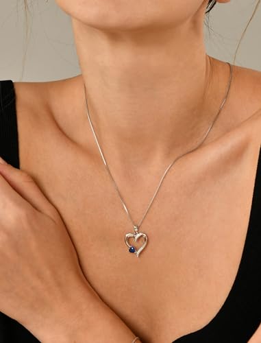 YL Heart Necklace 925 Sterling Silver Love Heart Pendant Birthstone Jewelry for Women2