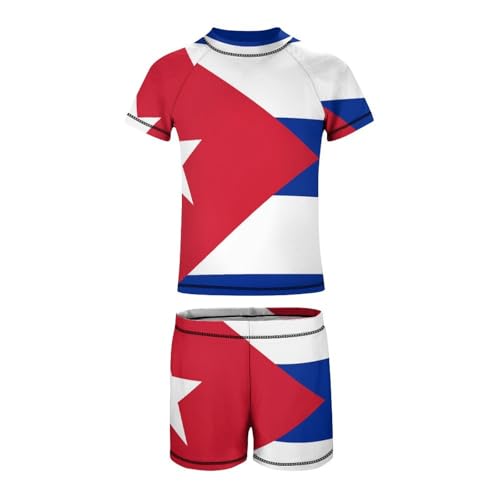 Cuban FlagChildren's Casual Swimsuit Set - Simple and Versatile9-11Y（140cm）2