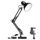 Genérico Luminária de Mesa Articulável Abajur com Garra e Base Leitura Estudo Quarto Articulada Preta Bivolt 110V 220V com Interruptor
