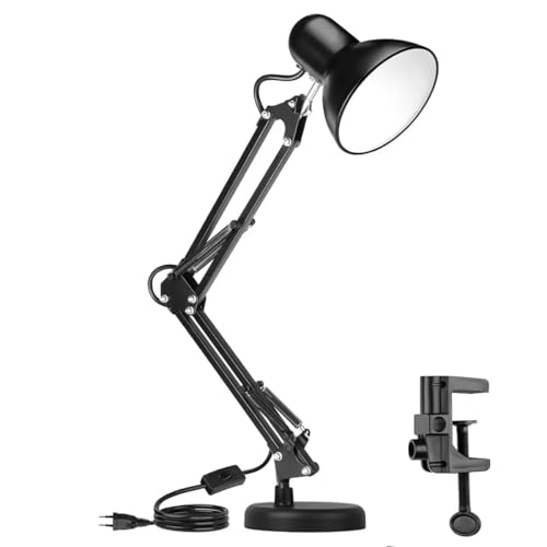 Luminaria de Mesa Escritório Articulável Abajur com Garra e Base Leitura Estudo Quarto Articulada Pr